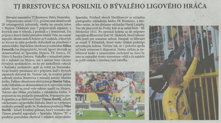 Posila Brestovca z ligy