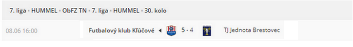 Odohrané zápasy - Brestovca 30.k