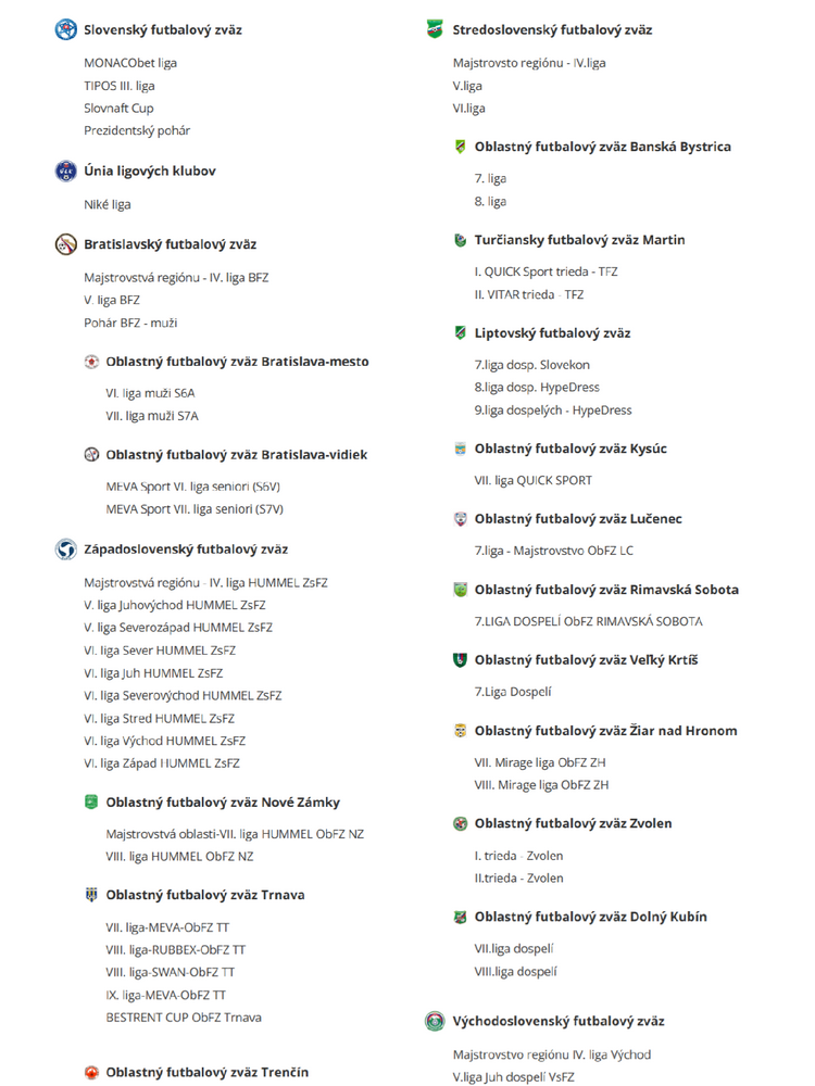 Systém futbalové súťaží dospelých v SR