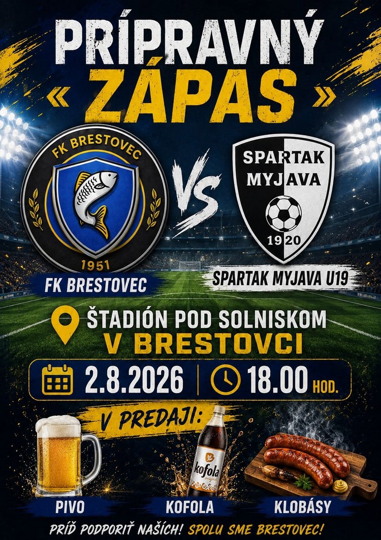 Plagátik zmeny termínu prípravnýého zápasu s Myjavou
